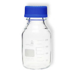 Laboratory Bottle, Clear, with Blue Screw Cap 500 m