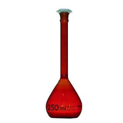 Volumetric Flask, With Plastic Stopper, Coating Amber, Class A, 250 ml