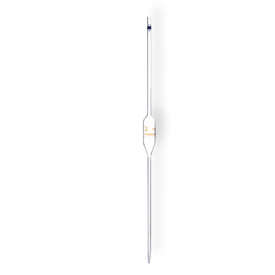 Volumetric Pipette, Class A, Amber Graduation, 2 ml, Color Code, Blow Out