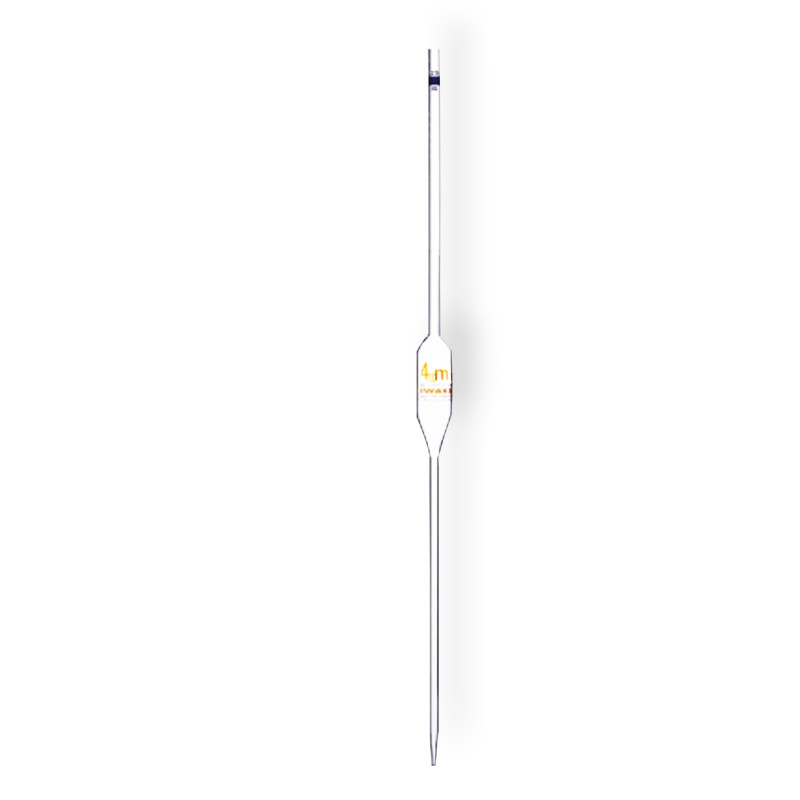 Volumetric Pipette, Class A, Amber Graduation, 4 ml, Color Code, Blow Out
